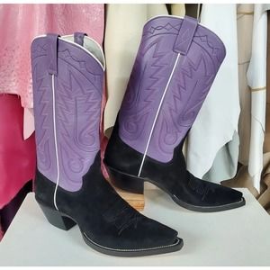 Kimmel Boot Co. Custom Shop Black Pig & Purple Calf Western Boots Women's 9 B